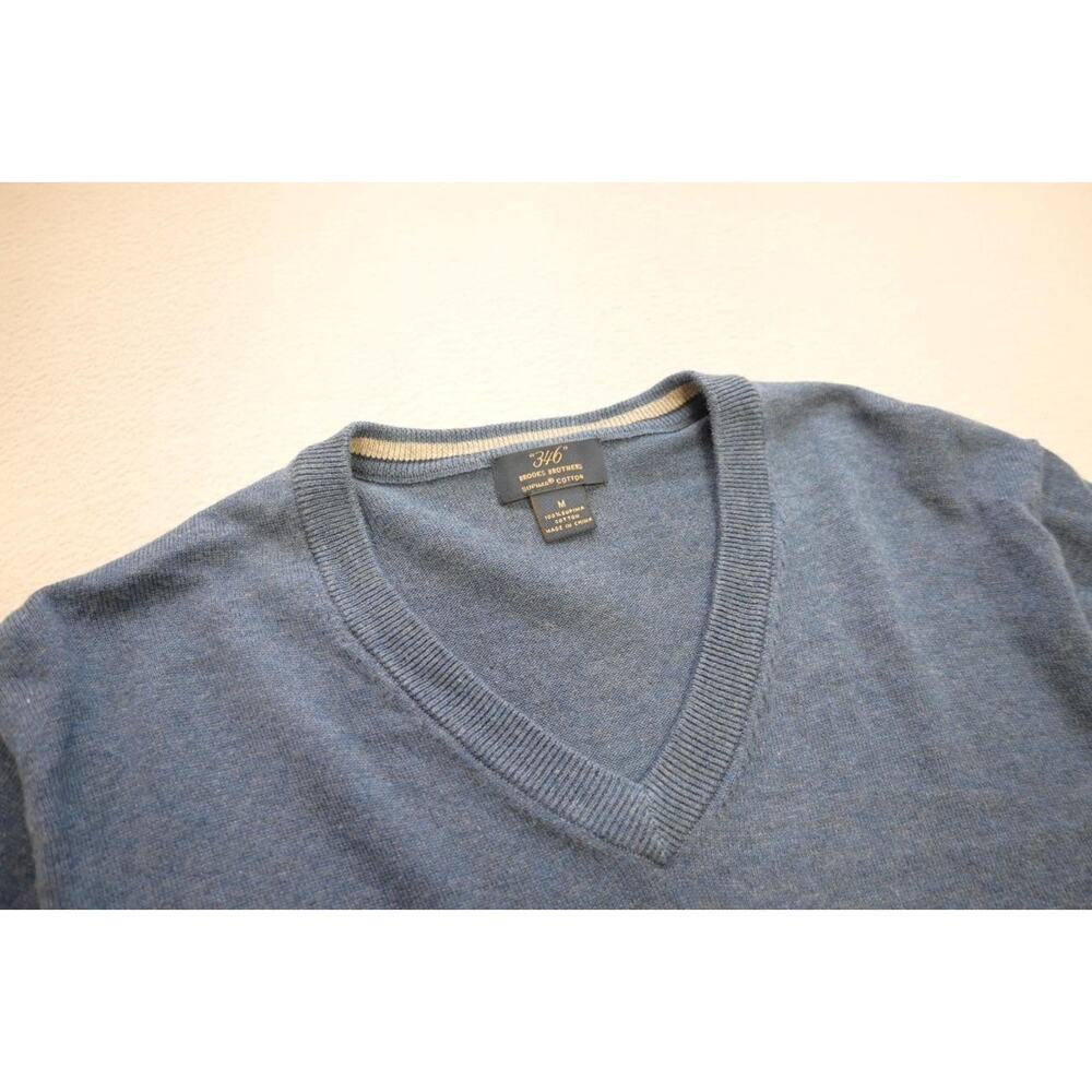 Brooks Brothers 346 Supima V Neck Sweater Blue Casual‎ Luxury Mens Medium - Picture 6 of 8